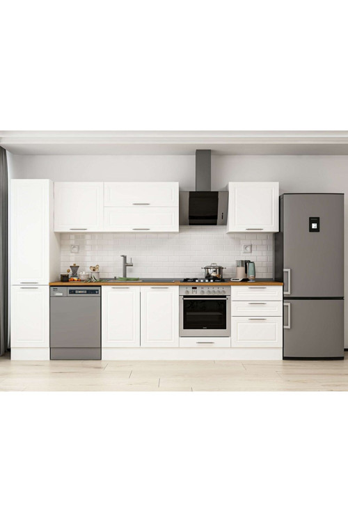 305X210 Cm Klasik Mebran Mutfak Dolabı Beyaz Beyaz Mb-E80B45S60-2 Mebran | Beyaz - Suntalam