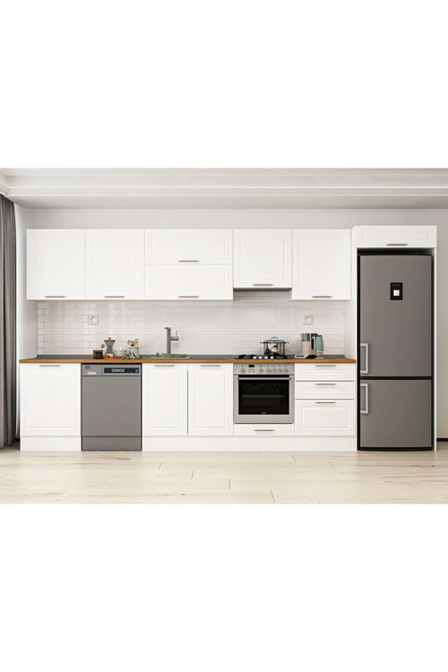 410X222 Cm Klasik Mebran Mutfak Dolabı Beyaz Beyaz Mb-E90S60S60-1 Mebran | Beyaz - Mdf