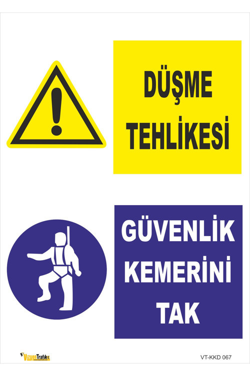 Düşme Tehlikesi Güvenlik Kemerini Tak Levhası Levha 25X35 Cm Dekota 3 Mm