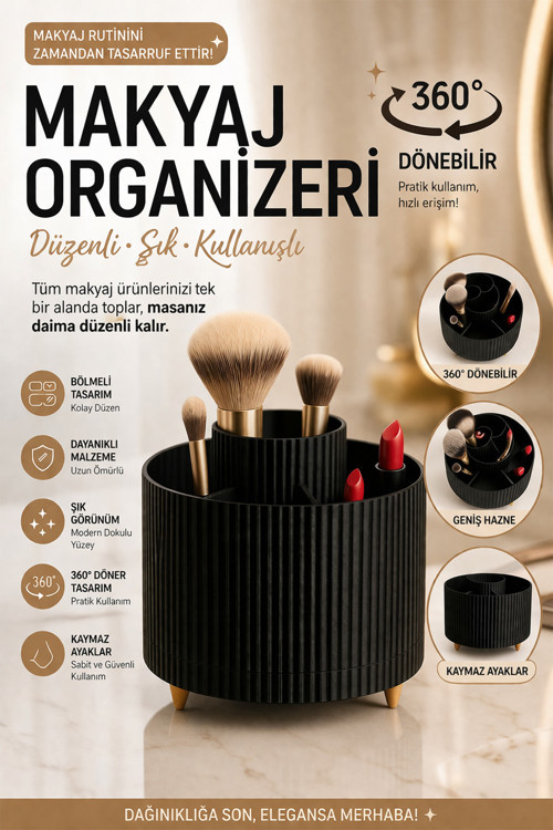 Makyaj Organizeri | Bölmeli, Geniş Hazneli, Şık ve Dayanıklı Kozmetik Düzenleyici