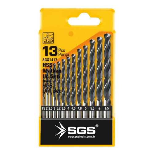 HSS Matkap Ucu Seti - Metal-İnox-Ahşap-Plastik - 1.5-6.5 mm arası 13 Parça