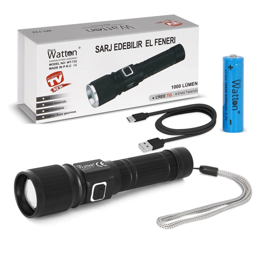 Cree Tg Led 1000 Lümen Göstergeli Fonksiyonel El Feneri Wt-732