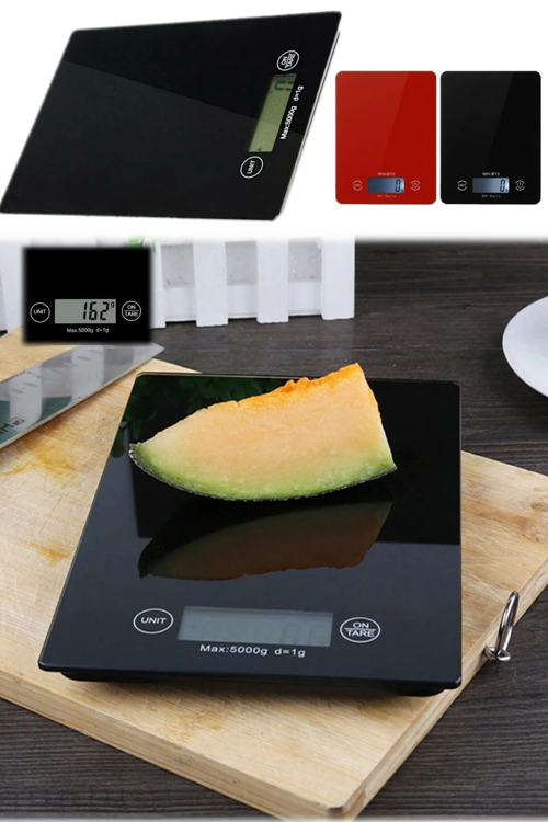 Dijital Mutfak Tartısı - 5 Kg Kapasite, 1 Gram Hassasiyet, Siyah Cam Tasarım