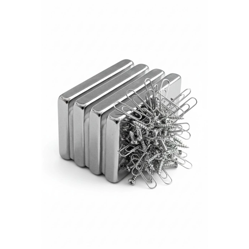 2 Adet 40X20X5Mm Neodyum Magnet Güçlü N35 Mıknatıs Köşeli Nikel Kaplama