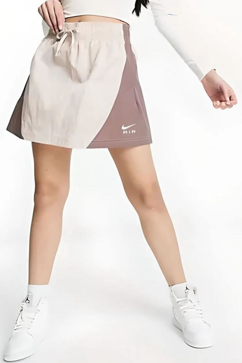 Air Woven Mini Skirt in Brown Kadın Dokuma Spor Etek Kahve Bej