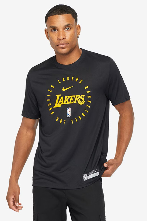 NBA Los Angeles Lakers Legend Practice Tee Black Grafik Baskılı Erkek Tişört Siyah