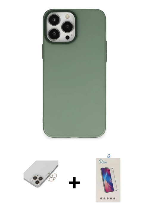 ieg™ iPhone 14 Pro Max Kılıf Ahenk Çizgi Prime - Siyah Joko 5D Cam + Gold Band Metal Kamera Lens