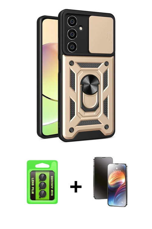 ieg™ Galaxy A25 5G Kılıf Ahenk Klasik - Siyah 3D Antistatik Mat Seramik Nano Ekran Koruyucu + Siyah