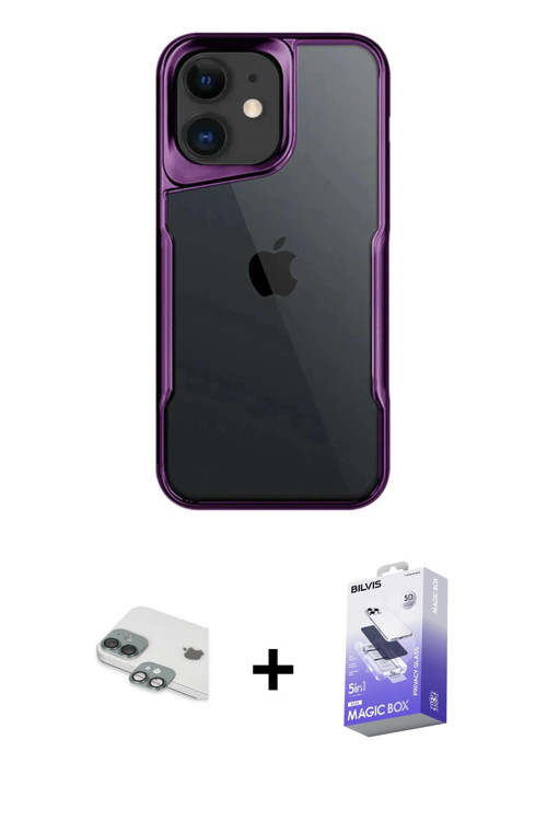 ieg™ iPhone 11 Kılıf Akış Çizgi Koleksiyonu - Siyah Bilvis 5in1 5D Magic Hayalet Cam Ekran Koruyucu