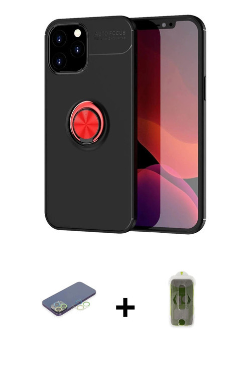 ieg™ iPhone 12 Pro Max Kılıf Yankı Form Prime - Siyah Joko Magic 5D Hayalet Cam + Yeşil Renkli Kamer