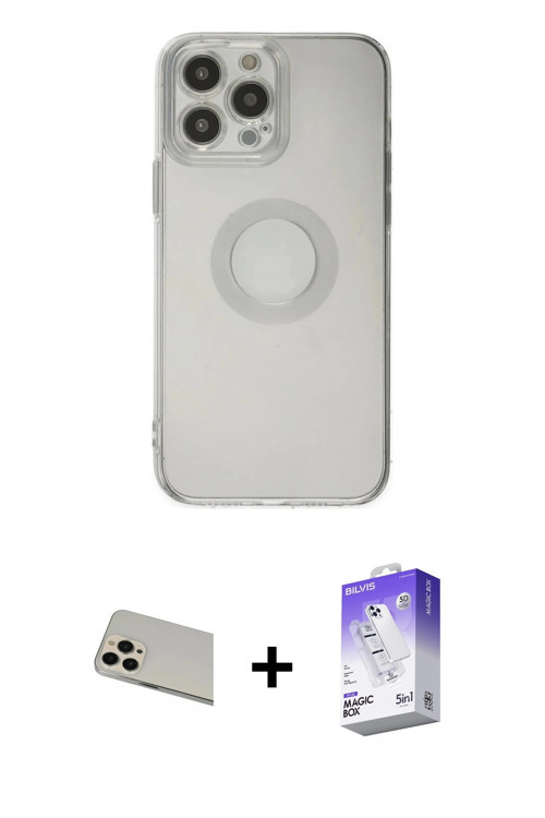 ieg™ iPhone 13 Pro Max Kılıf Kutup Klasik - Siyah Bilvis 5in1 3D Magic Cam Ekran Koruyucu + Rose Gol