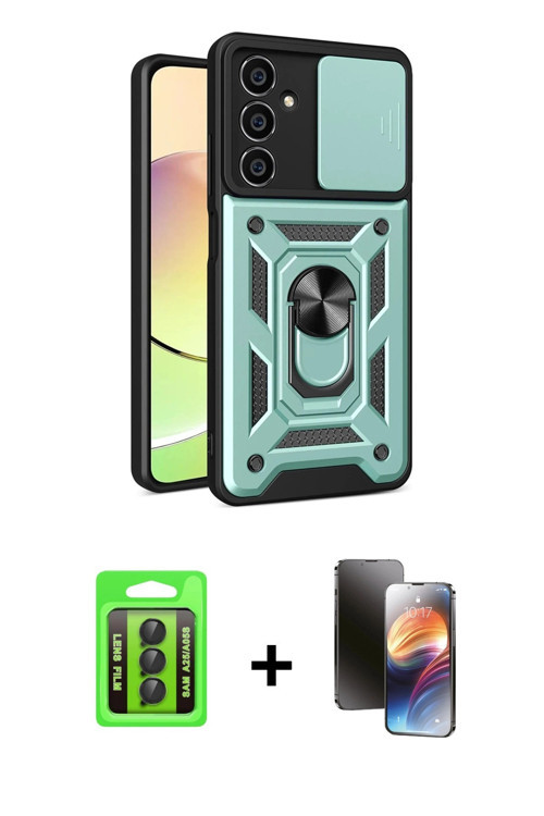 ieg™ Galaxy A25 5G Kılıf Ahenk Klasik - Siyah 3D Antistatik Mat Seramik Nano Ekran Koruyucu + Siyah