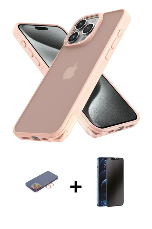 ieg™ iPhone 12 Pro Max Kılıf Atlas Form - Siyah 3D Antistatik Hayalet Cam Ekran Koruyucu + Turuncu R