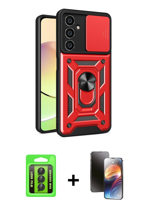 ieg™ Galaxy A25 5G Kılıf Ahenk Klasik - Siyah 3D Antistatik Mat Seramik Nano Ekran Koruyucu + Siyah