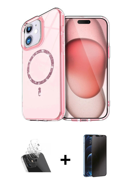 ieg™ iPhone 11 Kılıf Kıvılcım Form Prime - Siyah 3D Antistatik Hayalet Cam Ekran Koruyucu + Şeffaf K