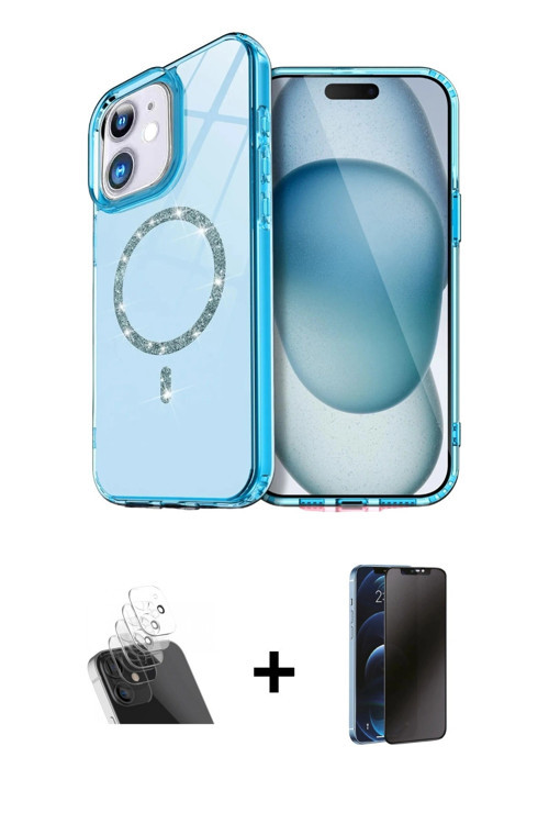 ieg™ iPhone 11 Kılıf Kıvılcım Form Prime - Siyah 3D Antistatik Hayalet Cam Ekran Koruyucu + Şeffaf K