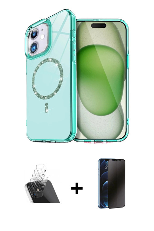 ieg™ iPhone 11 Kılıf Kıvılcım Form Prime - Siyah 3D Antistatik Hayalet Cam Ekran Koruyucu + Şeffaf K