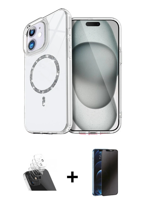 ieg™ iPhone 11 Kılıf Kıvılcım Form Prime - Siyah 3D Antistatik Hayalet Cam Ekran Koruyucu + Şeffaf K