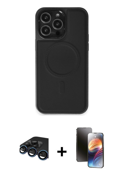 ieg™ iPhone 15 Pro Max Kılıf Zirve Işık Serisi - Siyah 3D Antistatik Mat Seramik Nano Ekran Koruyucu