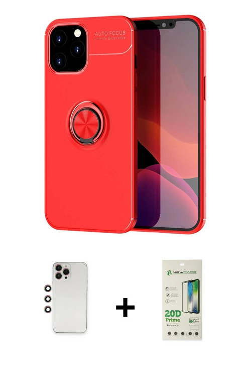 ieg™ iPhone 12 Pro Max Kılıf Yankı Form Prime - Siyah 20D Premium Cam Ekran Koruyucu + Gökkuşağı Shi