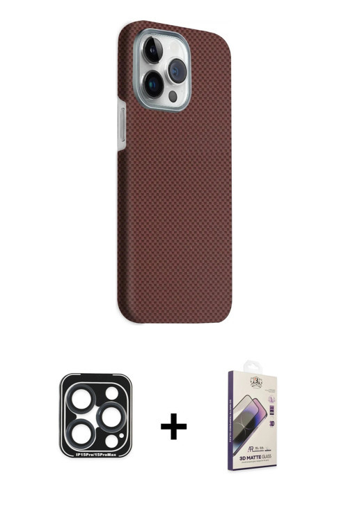 ieg™ iPhone 15 Pro Max Kılıf Kozmos Klasik Prime - Siyah Bilvis 3D Mat Cam Ekran Koruyucu + Lacivert