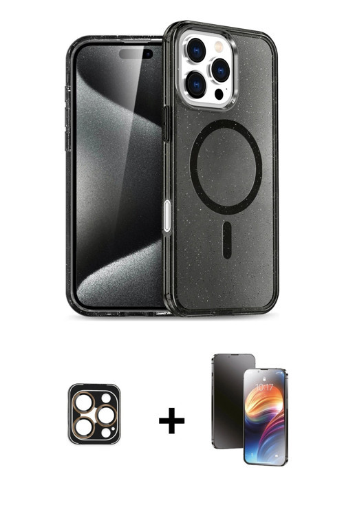 ieg™ iPhone 16 Pro Max Kılıf Nova Asil Prime - Siyah 3D Antistatik Mat Seramik Nano Ekran Koruyucu +