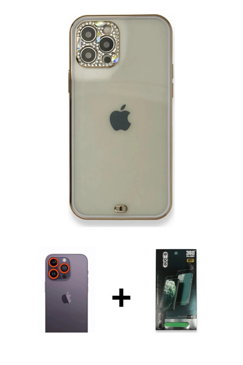 ieg™ iPhone 12 Pro Kılıf Eksen Minimal Koleksiyonu - Siyah 360 Mat Full Body Arka Koruyucu + Turuncu