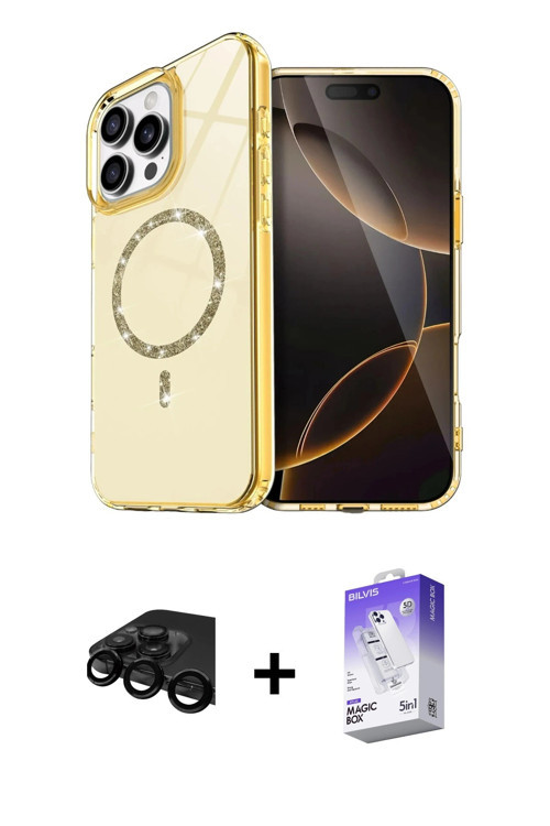ieg™ iPhone 15 Pro Max Kılıf Kıvılcım Form Prime - Siyah Bilvis 5in1 3D Magic Cam Ekran Koruyucu + S