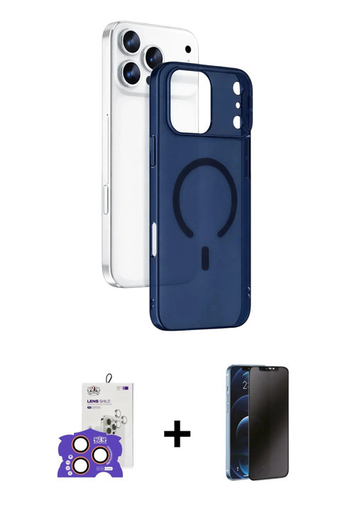 ieg™ iPhone 17 Pro Max Kılıf Ahenk Minimal Serisi - Siyah 3D Antistatik Hayalet Cam Ekran Koruyucu +