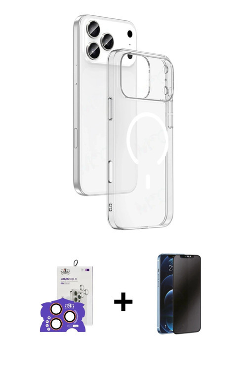 ieg™ iPhone 17 Pro Max Kılıf Ahenk Minimal Serisi - Siyah 3D Antistatik Hayalet Cam Ekran Koruyucu +