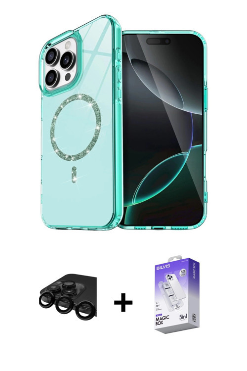ieg™ iPhone 15 Pro Max Kılıf Kıvılcım Form Prime - Siyah Bilvis 5in1 3D Magic Cam Ekran Koruyucu + S