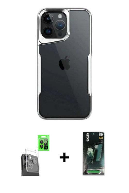 ieg™ iPhone 16 Pro Max Kılıf Akış Çizgi Koleksiyonu - Siyah 360 Mat Full Body Arka Koruyucu + Siyah