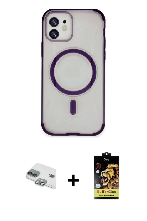 ieg™ iPhone 11 Kılıf Eksen Klasik Koleksiyonu - Siyah Buffer Cam Ekran Koruyucu + Yeşil Pers Alüminy