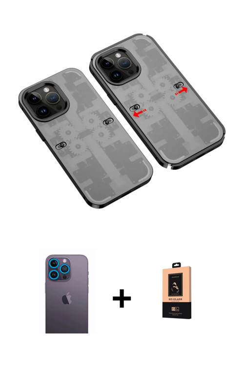 ieg™ iPhone 13 Pro Max Kılıf Ufuk Doku Prime - Şeffaf Maxco Cam Ekran Koruyucu + Mavi Neon Fosforlu