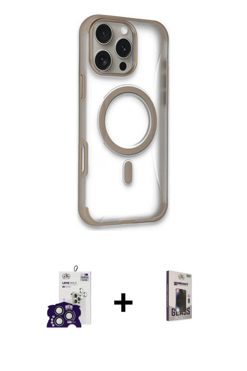 ieg™ iPhone 16 Pro Max Kılıf Eksen Klasik Koleksiyonu - Siyah Bilvis Hayalet Cam Ekran Koruyucu + Ti