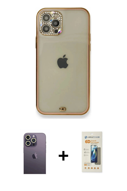 iPhone 12 Pro Kılıf Eksen Minimal Koleksiyonu - Siyah 6D Mat Seramik Hayalet Nano Ekran Koruyuc
