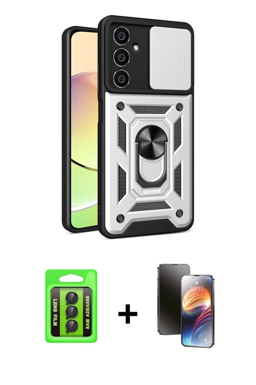 ieg™ Galaxy A25 5G Kılıf Ahenk Klasik - Siyah 3D Antistatik Mat Seramik Nano Ekran Koruyucu + Siyah