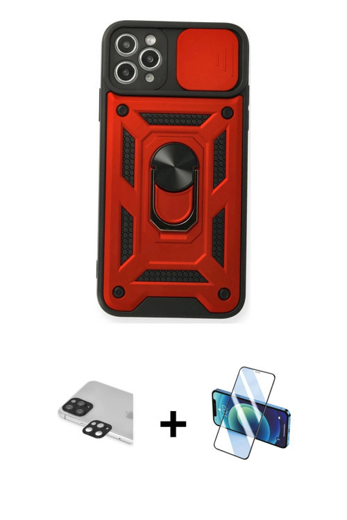ieg™ iPhone 11 Pro Max Kılıf Ahenk Klasik - Siyah 3D Antistatik Seramik Nano Ekran Koruyucu + Siyah