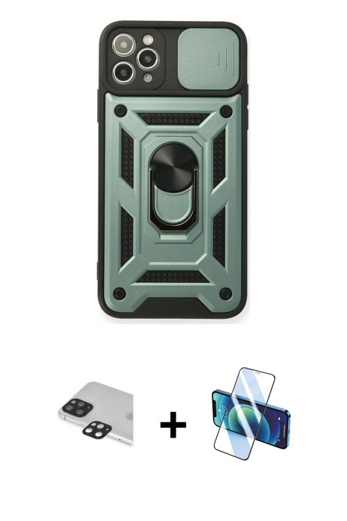 ieg™ iPhone 11 Pro Max Kılıf Ahenk Klasik - Siyah 3D Antistatik Seramik Nano Ekran Koruyucu + Siyah