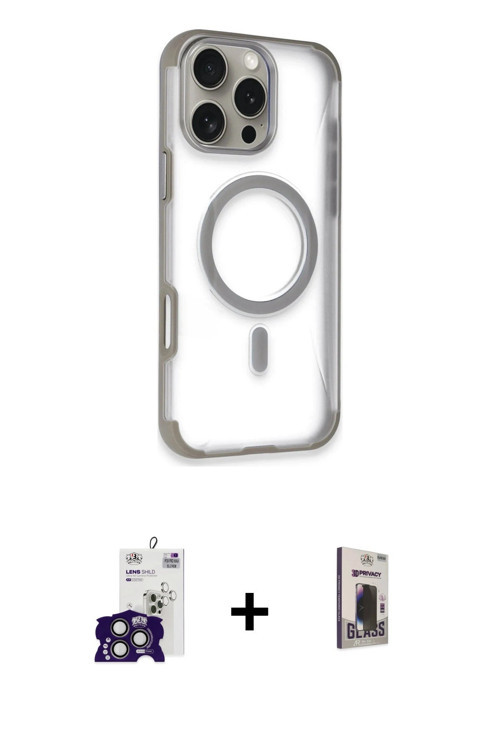ieg™ iPhone 16 Pro Max Kılıf Eksen Klasik Koleksiyonu - Siyah Bilvis Hayalet Cam Ekran Koruyucu + Ti