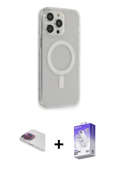 ieg™ iPhone 13 Pro Max Kılıf Pusula Çizgi Koleksiyonu - Siyah Bilvis 5in1 3D Magic Cam Ekran Koruyuc