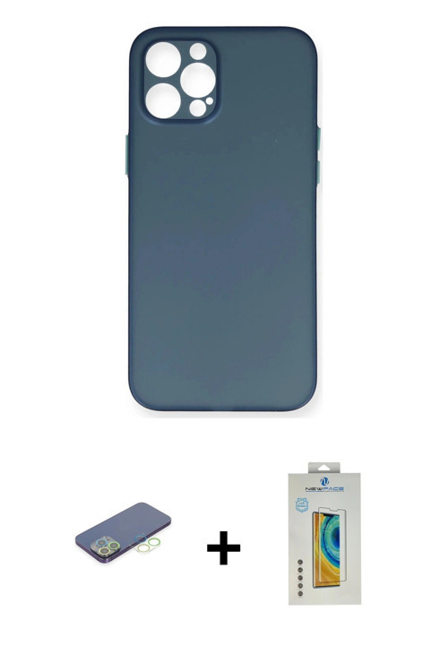 ieg™ iPhone 12 Pro Max Kılıf Yadigar Yansıma Serisi - Siyah Polymer Nano Ekran Koruyucu + Yeşil Renk