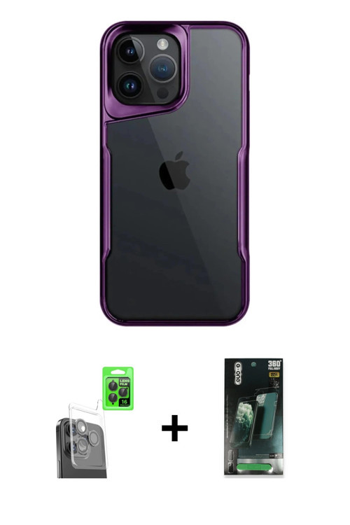 ieg™ iPhone 16 Pro Max Kılıf Akış Çizgi Koleksiyonu - Siyah 360 Mat Full Body Arka Koruyucu + Siyah