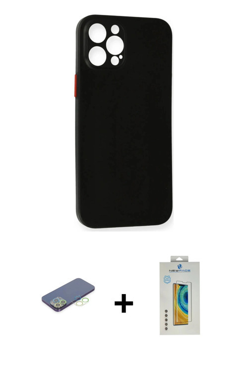 ieg™ iPhone 12 Pro Max Kılıf Yadigar Yansıma Serisi - Siyah Polymer Nano Ekran Koruyucu + Yeşil Renk