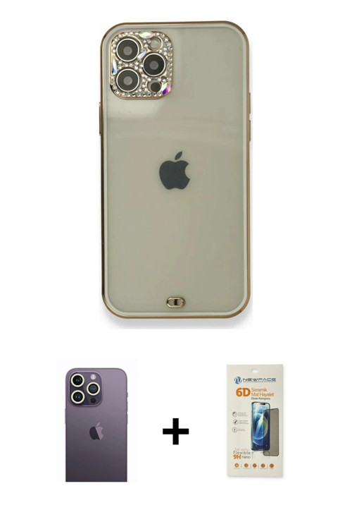 iPhone 12 Pro Kılıf Eksen Minimal Koleksiyonu - Siyah 6D Mat Seramik Hayalet Nano Ekran Koruyuc