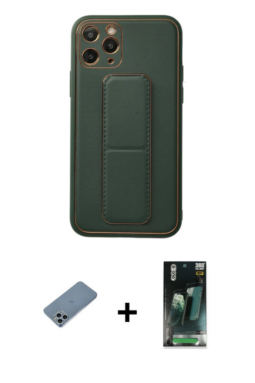 ieg™ iPhone 11 Pro Kılıf Akış Doku - Şeffaf 360 Full Body Arka Koruyucu + Sierra Blue Shine Kamera L