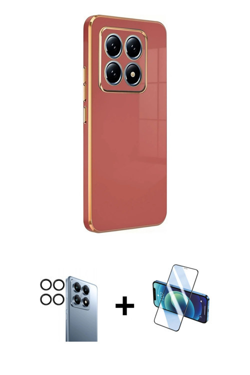 ieg™ Mi 14T Pro Kılıf Yankı Serisi - Siyah 3D Antistatik Cam Ekran Koruyucu + Siyah PVD Metal Kamera
