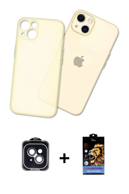 ieg™ iPhone 14 Kılıf Atlas Minimal Prime - Siyah Buffer Hayalet Cam Ekran Koruyucu + Siyah PVD Metal