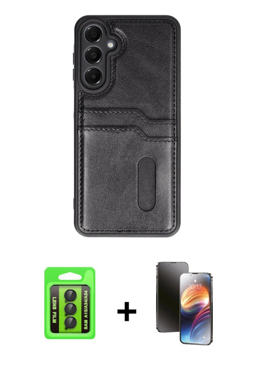 ieg™ Galaxy A15 4G Kılıf Yörünge Işık Serisi - Siyah 3D Antistatik Mat Seramik Nano Ekran Koruyucu +