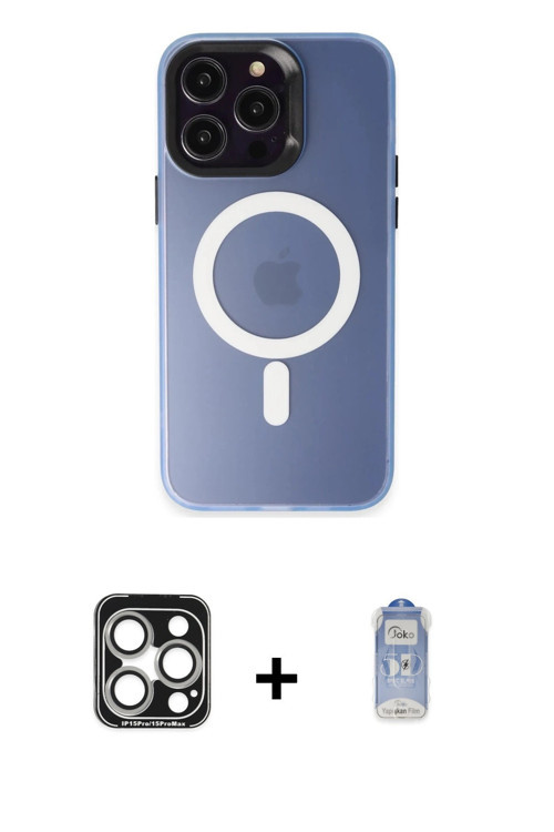 ieg™ iPhone 15 Pro Max Kılıf Kozmos Çizgi Prime - Siyah Joko Magic 5D Cam + Gümüş PVD Metal Kamera L